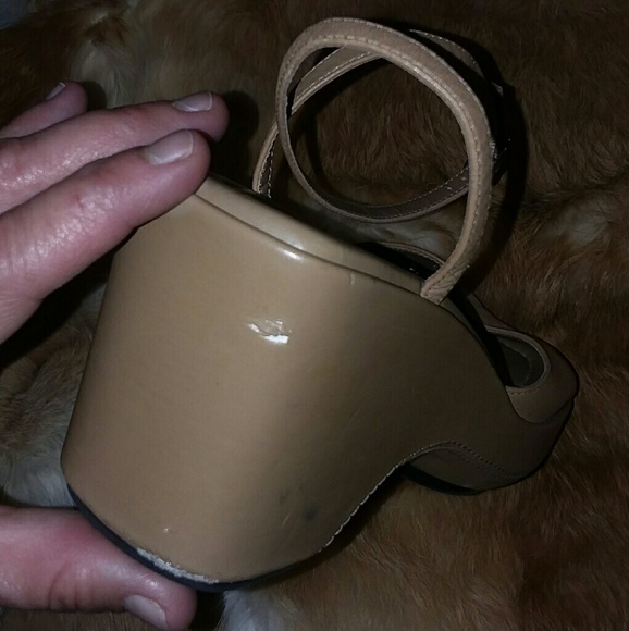 Beige Boho Leather Summer Wedge - Picture 6 of 7